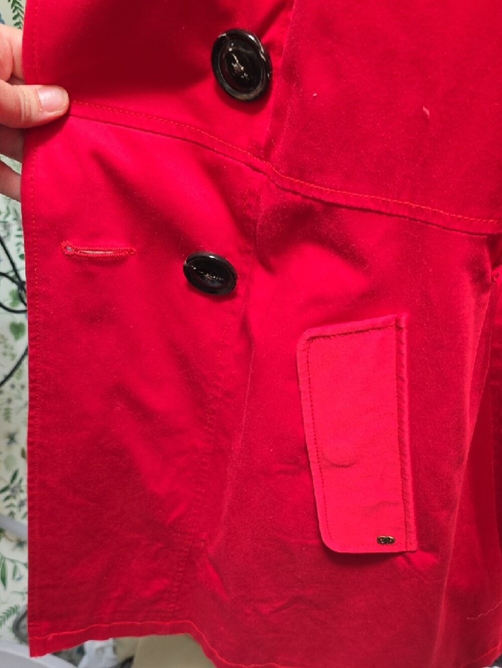 Bright Red Double-Breasted Trench Coat - Picture 5 of 7